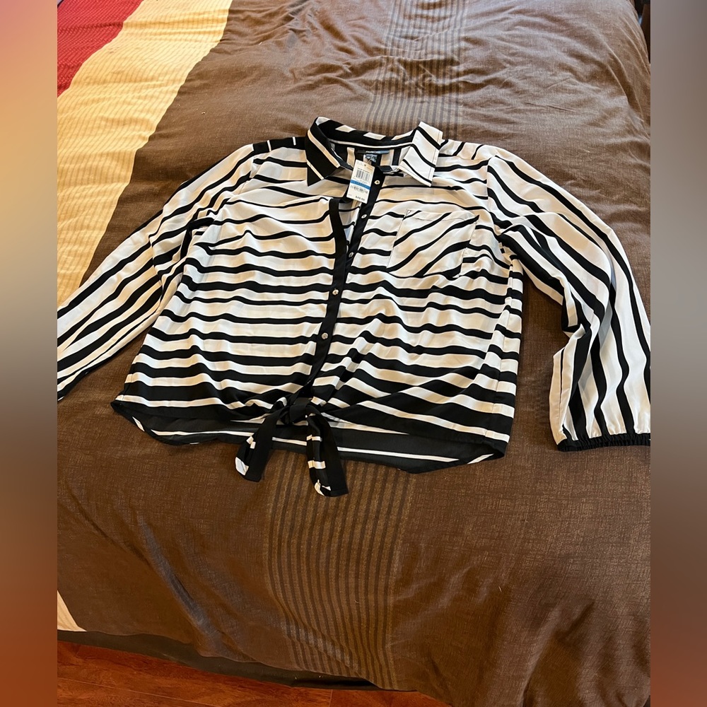 XL Black and White Stripe Style & Co Blouse